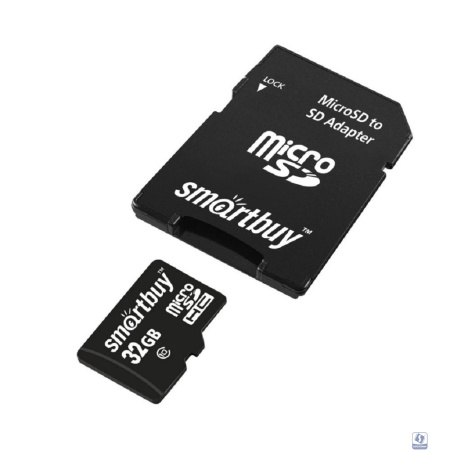 Micro SecureDigital 32GB Smartbuy Class 10 (с адаптером SD) (SB32GBSDCL10-01LE)