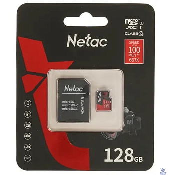 Micro SecureDigital 128GB Netac microSDXC Class10 NT02P500PRO-128G-R P500 Extreme Pro + adapter
