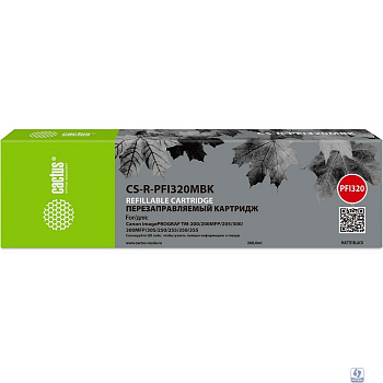 Картридж перезаправляемый струйный Cactus CS-R-PFI320MBK PFI-320 черный матовый (260мл) для Canon imagePROGRAF TM-200/200MFP/205/300/300MFP/305/250/255/350/355 без чипа