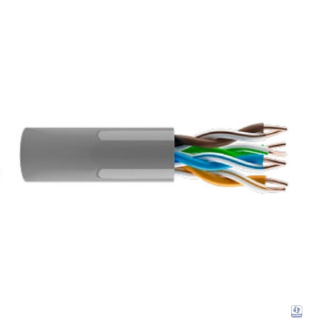 KOSCAB КОС-IN-UTP4-5e-PVC-GY Кабель витая пара U/UTP 4x2x0,46мм,  5e,  4 пары одножильный медь 305м внутренний PVC серый