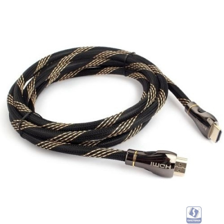 Кабель HDMI Cablexpert 19M/19M, v2.1, 8К, медь, позол.контакты, экран, оплетка, 2.5м, черный, пакет (CCP-HDMI8K-2.5M)