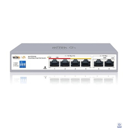 Wi-Tek WI-PCES206, настраиваемый PoE 60Вт, порты 4FE PoE + 2FE, Easy Smart