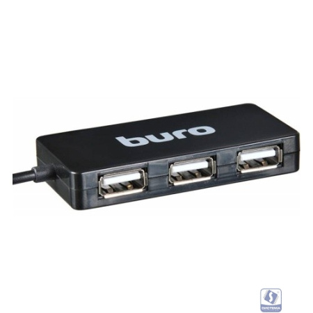 Buro BU-HUB4-U2.0-Slim Разветвитель USB 2.0 4порт. черный (389734)