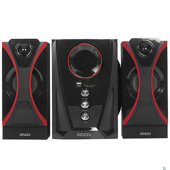 Ginzzu GM-407 2.1 с Bluetooth, выходная мощность 20Вт + 2х10Вт, аудиоплеер USB-flash, SD-card, FM-радио, пульт ДУ - 21 кнопка, стерео вход (2RCA), эквалайзер (обыч