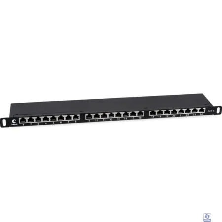 Cabeus PLHD-24-Cat.6-SH-Dual-0,5U Патч-панель высокой плотности 19" (0,5U), 24 порта RJ-45, категория 6, полностью экранированная, Dual IDC