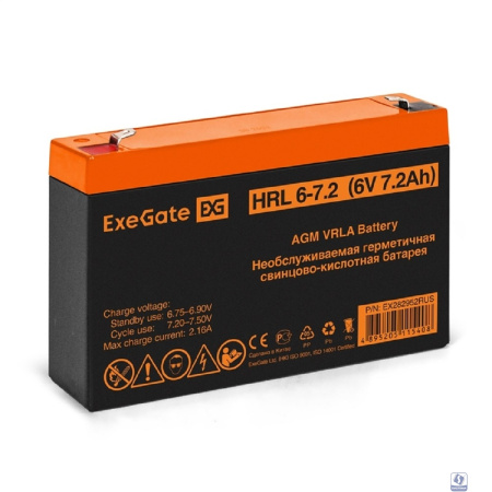 Exegate EX282952RUS Аккумуляторная батарея HRL 6-7.2 (6V 7.2Ah, клеммы F1)