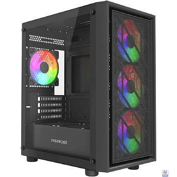 Powercase Mistral Micro EM16, Tempered Glass, 4x120mm FRGB fan, чёрный, mATX  (CMMEM16B-L4)
