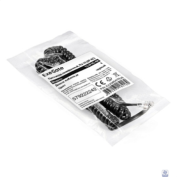 Exegate EX298647RUS Патч-корд телефонный ExeGate TC4P4C-4M (шнур для телефонной трубки, витой, RJ-10 (4P-4C), 4м, черный)