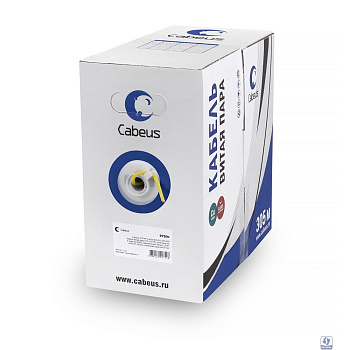 Cabeus UTP-4P-Cat.5e-SOLID-LSZH-YL Кабель витая пара UTP (U/UTP), категория 5e, 4 пары (24 AWG), одножильный, желтый, LSZH, нг(А)-HF, (305 м)