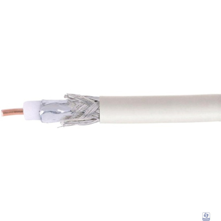 Кабель коаксиальный Cablexpert, RG-6U-CU-1, 75 Ом, 64%, 0,8 мм, медь, белый, 100 м