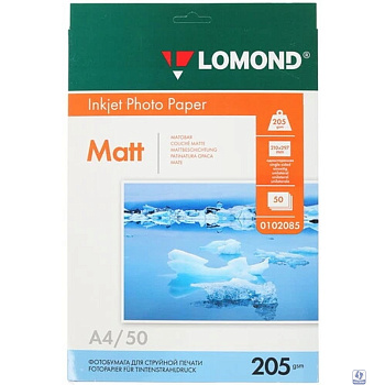 LOMOND 0102085 Матовая бумага 1xA4, 205г/м2, 50 л. 