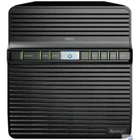 Synology DS423 Сетевое хранилище NAS, слоты 4x2.5"/3.5" SATA3, 2x1 Гбит/с, 2xUSB 3.X, Realtek RTD1619B/4x1.7 ГГц, DDR4 2Gb, 90W вилка UK/HK 3-pin