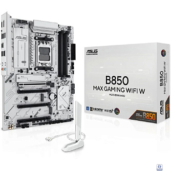 ASUS B850 MAX GAMING WIFI W (Socket AM5,  ATX, 4xDDR5(256GB), DP/HDMI 2.1, 1xPCIe 5.0x16/1xPCIe 4.0x16/2xPCIe 3.0x16, 1xLAN (2.5GbE), Wi-Fi, BT, 4xSATA 6Gb/s, 3xM.2, 1*Type-C, 5xUSB 3.2, 2xUSB 2.0)