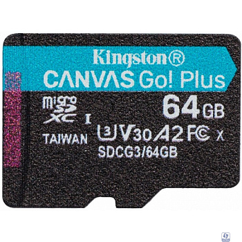 Micro SecureDigital 64Gb Kingston Canvas Go Plus UHS-I U3 A2 (170/70 MB/s) SDCG3/64GBSP