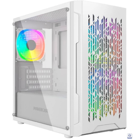Powercase Mistral Micro D3W ARGB, Tempered Glass, 2x 140mm ARGB PWM+1x 120mm ARGB PWM, белый, mATX  (CMMDW-A3)