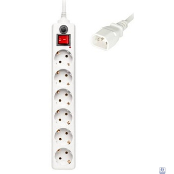 BURO Сетевой фильтр, 6 розеток, 1.8 метра, (600SH-1.8-UPS-W ), белый (коробка) 