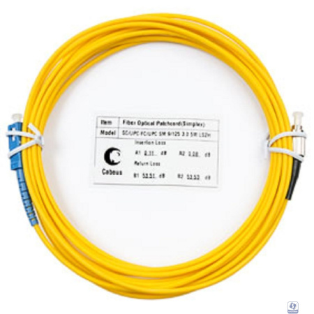 Cabeus FOP(s)-9-SC-FC-5m Шнур оптический simplex SC-FC 9/125 sm 5м LSZH