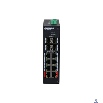 Dahua DH-HS4412-8ET-120 12-портовый управляемый коммутатор с PoE, промышленное исполнение  8 RJ45 10/100Мбит/с, 4 SFP 1000Мбит/с (uplink); до 120Вт; на DIN-рейку