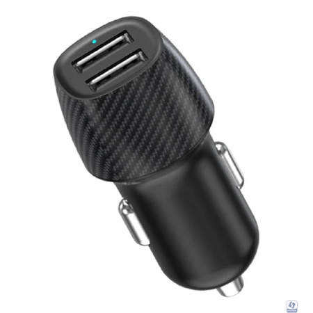 Rexant (18-2220) Автомобильное зарядное устройство c двумя портами (USB-А + USB-A) со световой индикацией, 12Вт, черное 