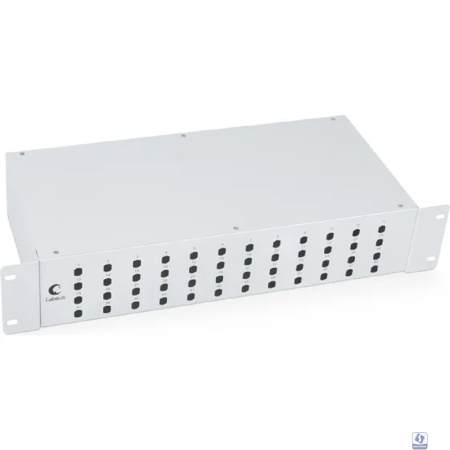 Cabeus FO-19-48ST Кросс бокс оптический 19" на 48 ST(FC) со сплайс-кассетой и КДЗС (без пигтейлов и проходных адаптеров)