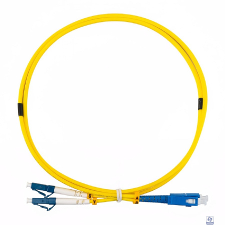 Rexant (50-2114-5) Патч-корд оптический одномодовый (SM) 9/125 OS2 разъемы zip-cord LC/UPC-SC/UPC 3мм Duplex LSZH 5м желтый