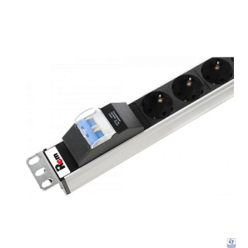 REM Вертикальный блок розеток Rem-16 с авт. 16А, 25 Shuko, 16A, алюм., 42-48U, шнур 3 м. (R-16-25S-A-1820-3)