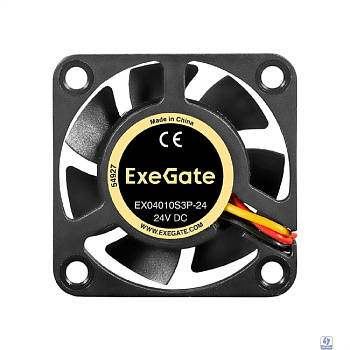 Exegate EX297063RUS Вентилятор 24В DC ExeGate EX04010S3P-24 (40x40x10 мм, Sleeve bearing (подшипник скольжения), 3pin, 7500RMP, 38,5dBA)