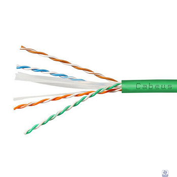 Cabeus UTP-4P-Cat.6-SOLID-LSLTx-GN-20 Кабель витая пара UTP (U/UTP), категория 6, 4 пары (23 AWG), одножильный, нг(А)-LSLTx, зеленый (20 м)