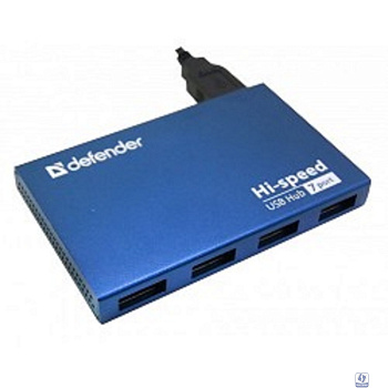 DEFENDER USB (QUADRO) SEPTIMA SLIM USB 2.0, 7 порта, (с адап. 2А) 