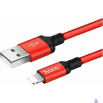 HOCO Кабель USB2.0 Hoco AM/Lightning, 2А, X14, 2м, черно-красный, коробка