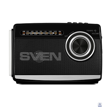 SVEN АС SRP-155, чёрный (3 Вт, Bluetooth, FM/AM/SW, USB, microSD, фонарь, встроенный аккумулятор)