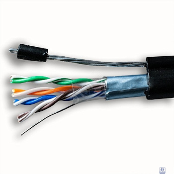 5bites Кабель FS5505-305CPE-M витая пара FTP/SOLID/5E/24AWG/COPPER/PE/BLACK/OUTDOOR/MESSENGER/DRUM/305M