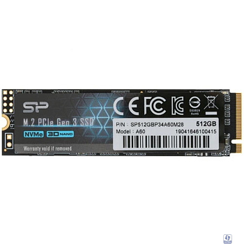 Silicon Power SSD 512Gb A60 SP512GBP34A60M28, M.2 2280, PCI-E x4, NVMe