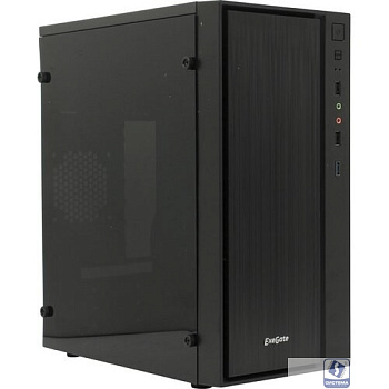 Exegate EX283753RUS Корпус Minitower ExeGate mEVO-9301-RGB-700W-12 (mATX, БП 700NPX с вент. 12см, с окном, 2*USB+1*USB3.0, HD аудио, черный с RGB подсветкой)