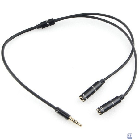 Кабель аудио разветвитель Cablexpert CCAB-02-35MY-0.2MB  3.5 джек (M)/2х 3.5 джек (F), черный, 0.2м, блистер