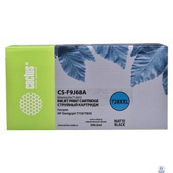 CACTUS  F9J68A  Картридж 728XL для HP DJ T730/T830, черный матовый (300мл)