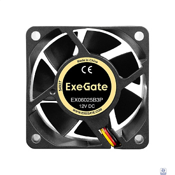 Exegate EX297036RUS Вентилятор 12В DC ExeGate EX06025B3P (60x60x25 мм, 2-Ball (двойной шарикоподшипник), 3pin, 3500RPM, 25dBA)