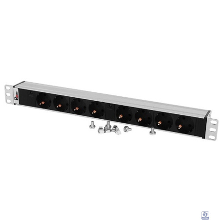 REM Блок розеток Rem-32 с инд., 8 Schuko, 32A, алюм., 19", колодка (R-32-8S-I-440-K)