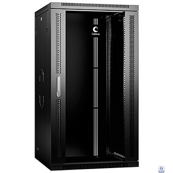 Cabeus SH-05F-22U60/60-R-BK Шкаф телекоммуникационный настенный разобранный 19" 22U 600x600x1082mm (ШхГхВ) дверь стекло, цвет черный (RAL 9004)