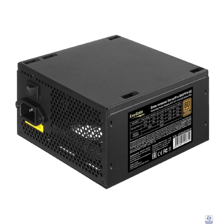 Exegate EX292204RUS Серверный БП 600W ExeGate ServerPRO 80 PLUS® Bronze 600PPH-SE (ATX, for 3U+ cases, APFC, КПД 85% (80 PLUS Bronze), 12cm fan, 24p, (4+4)p, PCIe, 5SATA, 3IDE, black)