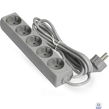 Exegate EX285820RUS Удлинитель ExeGate ECE-5-1.8G (5 евророзетки с заземлением, 1.8м, серый)