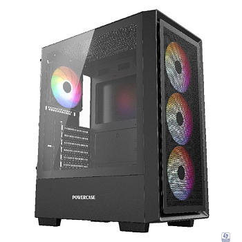 Powercase Mistral AY4B ARGB, Tempered Glass, 4x 120mm ARGB Fans, чёрный, ATX  (CMAYB-A4)