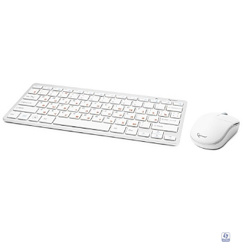 Комплект компактная кл-ра+мышь беспров. Gembird KBS-7001, 2.4ГГц, серебристый/белый, ножничный механизм клавиш, 78 кл, мышь-3 кн. 1000 DPI, FN клавиши, батарейки в комплекте