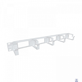 NTSS Организатор кабельный горизонтальный NTSS, крепление 19 1U с окошками, 5 колец глубиной 65мм, металл, серый RAL 7035 NTSS-HORG-O-1U-5(65)