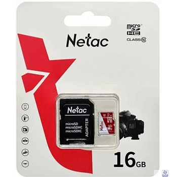 Micro SecureDigital 16GB Netac  P500 ECO <NT02P500ECO-016G-R>  (с SD адаптером)