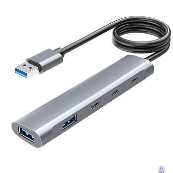 ORIENT CU-422A, разветвитель USB 3.2 Gen1 (5 Гбит/c), порты: 2xUSB-A + 1xUSB-C, 1 порт USB 2.0 USB-C, порт для доп.питания USB-C, алюм.корпус, кабель подключения USB Type-A, длина 1.2 метра (31334)