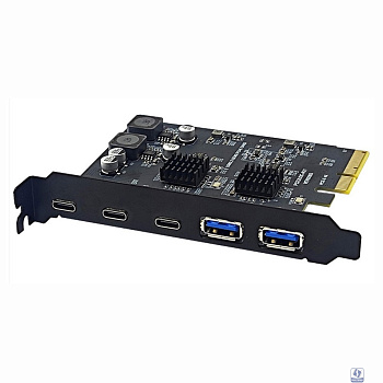 ORIENT AM-U3142PE-2A3C, Контроллер PCI-Ex4 v3.0, USB 3.2 Gen2, скорость до 10 Гбит/с, 5-port ext (2xType-A + 3xType-C), ASM3142+VL822 chipset, (33332)