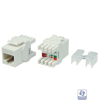 Hyperline KJ8-8P8C-C5e-180-WH Вставка Keystone Jack RJ-45(8P8C), категория 5e, тип 180 градусов, белая