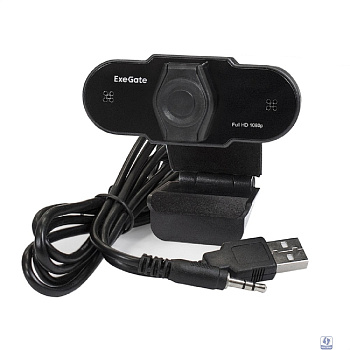 Exegate EX287387RUS Веб-камера ExeGate BlackView C615 FullHD (матрица 1/3" 2 Мп, 1920х1080, 1080P, 30fps, 4-линзовый объектив, шторка, USB, фиксированный фокус, микрофон с шумоподавлением, универсальн