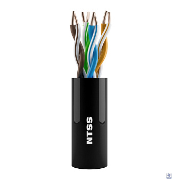 NTSS Кабель витая пара NTSS U/UTP 5e 4 пары одножильный 24AWG медь 305м внешний, внутренний нг(А)-HF (LSZH) UV черный NTSS-OUT-UTP4-5e-LSZH-BL